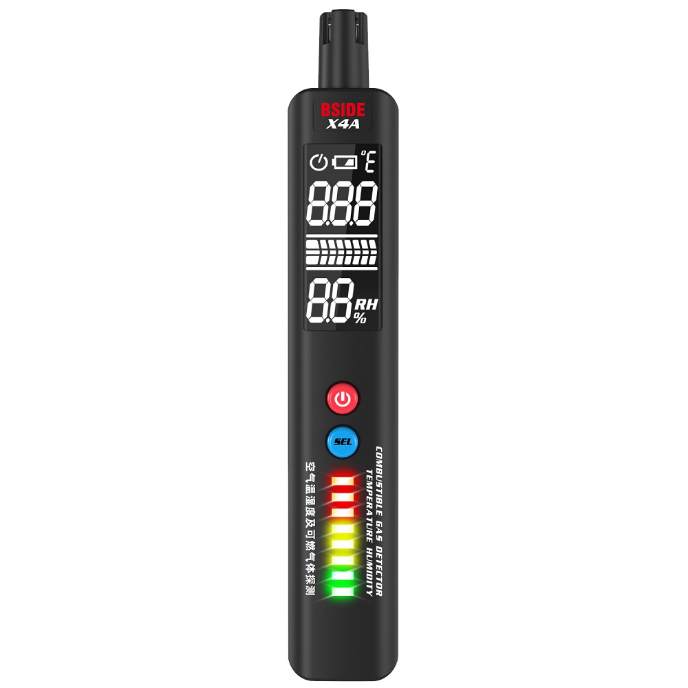 Find BSIDE X4A Combustible Gas Leak Tester Air Temperature Humidity Tester Portable Natural Gas Sniffer Combustible Gas Propane Methane Butane with 8 LED Indicators for Sale on Gipsybee.com with cryptocurrencies