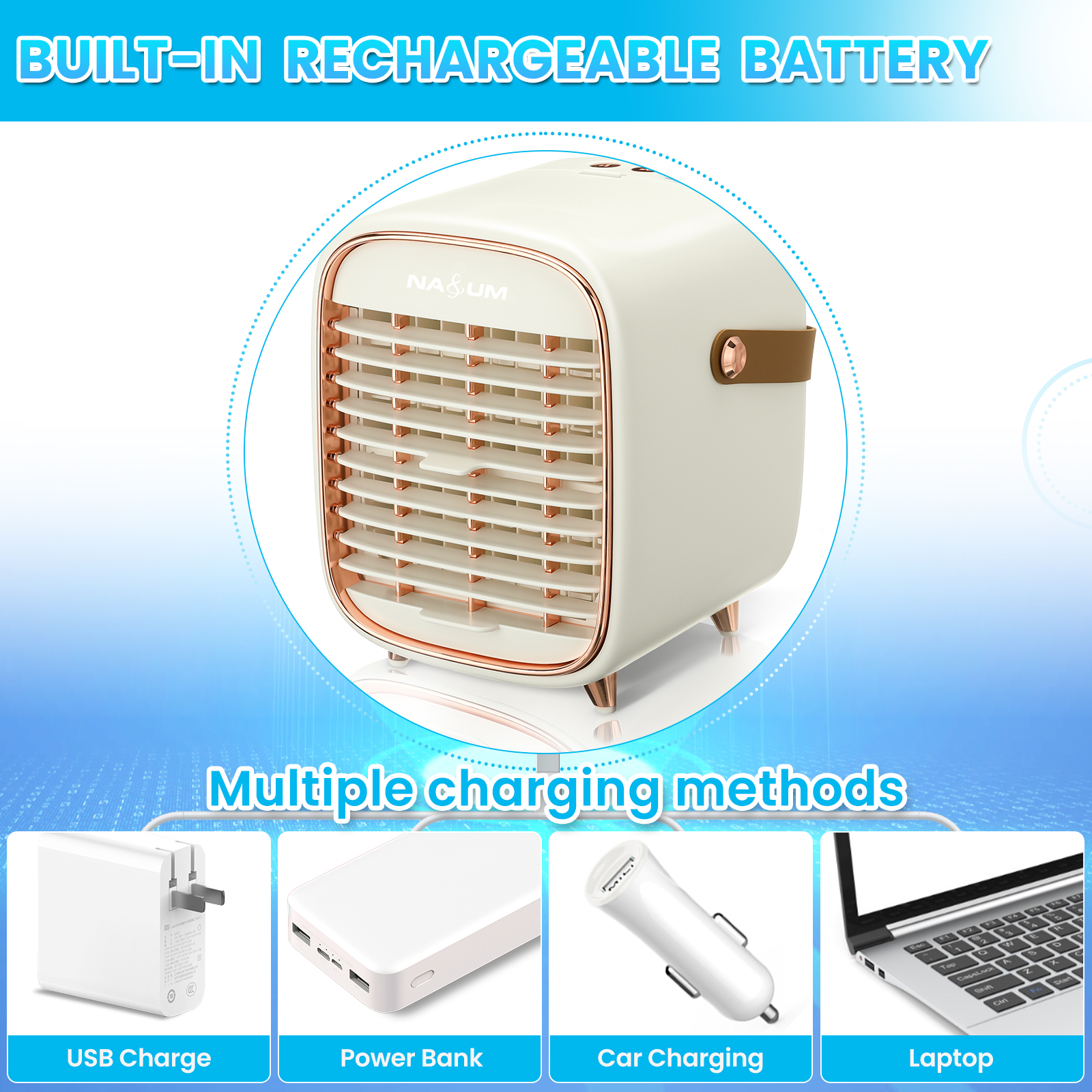 Find 3 in 1 Mini Air Cooler USB Portable Air Conditioning 20000mAh Battery Life 3 Wind Speed Air Conditioner for Office Home Bedroom for Sale on Gipsybee.com with cryptocurrencies
