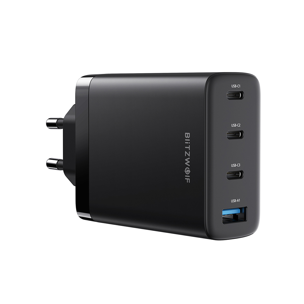 BlitzWolf® BW-S23 100W 4 Ports GaN Wall Charger Dual 100W USB-C PPS PD3.0 QC3.0 SCP Fast Charging For iPhone 14 14 Plus 14 Pro Max For Samsung Galaxy S22 Z Flip 4 MacBook Pro 16" For iPad Pro 2021 1