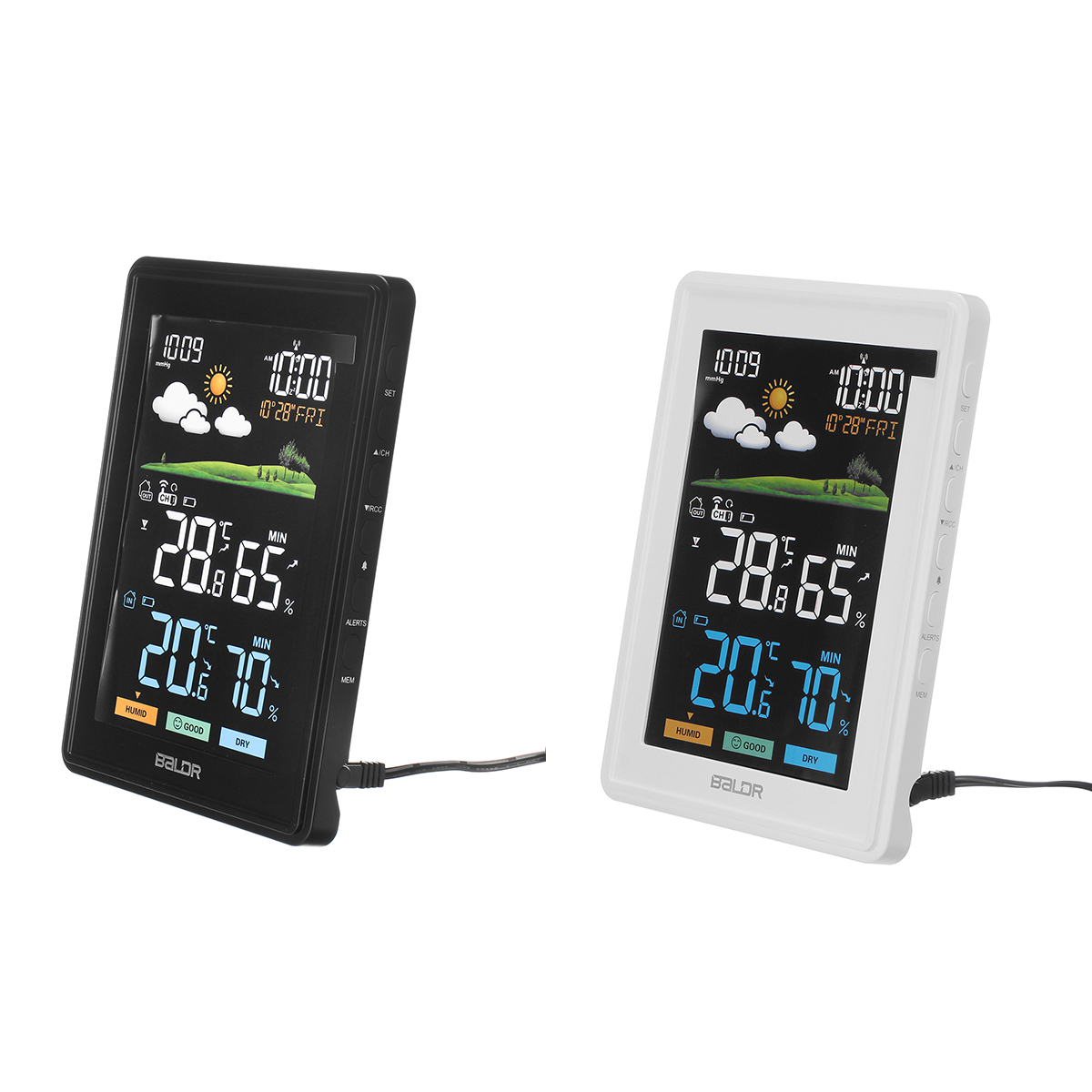 Find Wireless Weather Station Thermohygrometer Weather Forecast Alarm Clock Perpetual Calendar Moon Phase for Sale on Gipsybee.com with cryptocurrencies