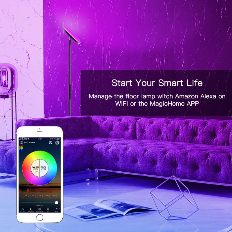 Find ZENGGE AC100-240V 24W Smart Wifi RGB+CCT 2000LM Floor Lamp Dimmable APP Voice Control Works with Google Home Alexa for Sale on Gipsybee.com with cryptocurrencies