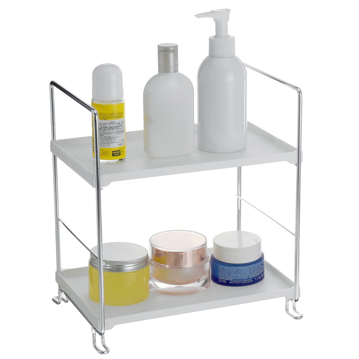 2 Layers Storage Rack Desktop Organizer Shelf Detachable Bracket Chrome Plated Copper Storage Shed Bathroom Shelf—6