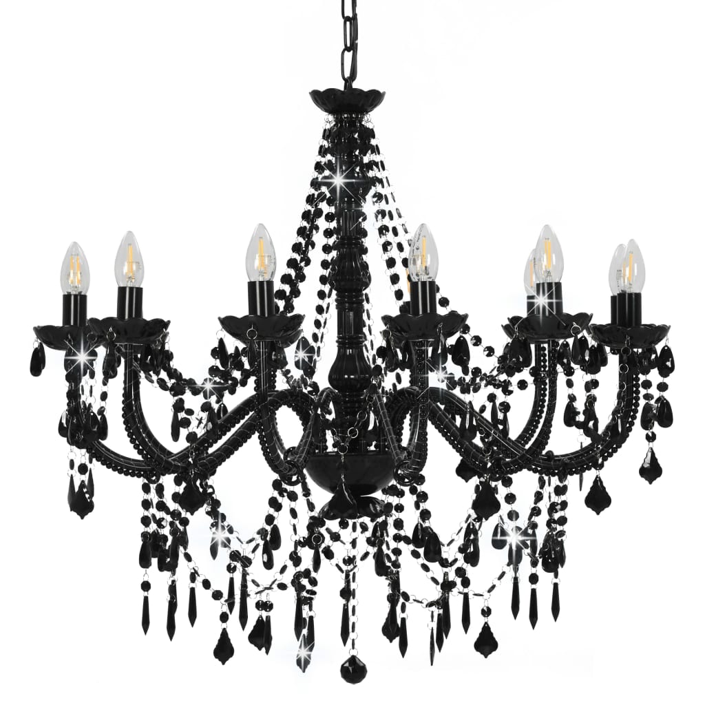 Find Black Chandelier 12 Heads With Beads E14 Home Decoration Lighting Fixture for Living Room Bulbs Not Included for Sale on Gipsybee.com with cryptocurrencies