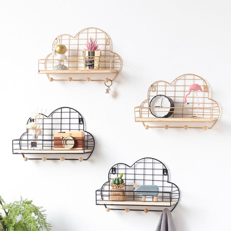Find Wall Mounted Shelf Metal Wire Rack Storage Unit With Hooks Key Basket Hanger for Sale on Gipsybee.com with cryptocurrencies