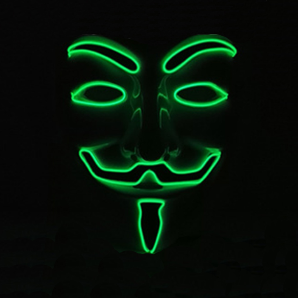 Find EL Wire 10 Colors Optional Glowing Mask for VENDETTA Halloween Cosplay Party Mask for Sale on Gipsybee.com with cryptocurrencies