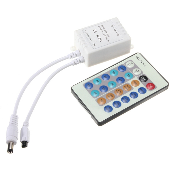Find Wireless 24 Key IR Remote Controller For LED Single Color 3528/5050 Strip Light for Sale on Gipsybee.com with cryptocurrencies