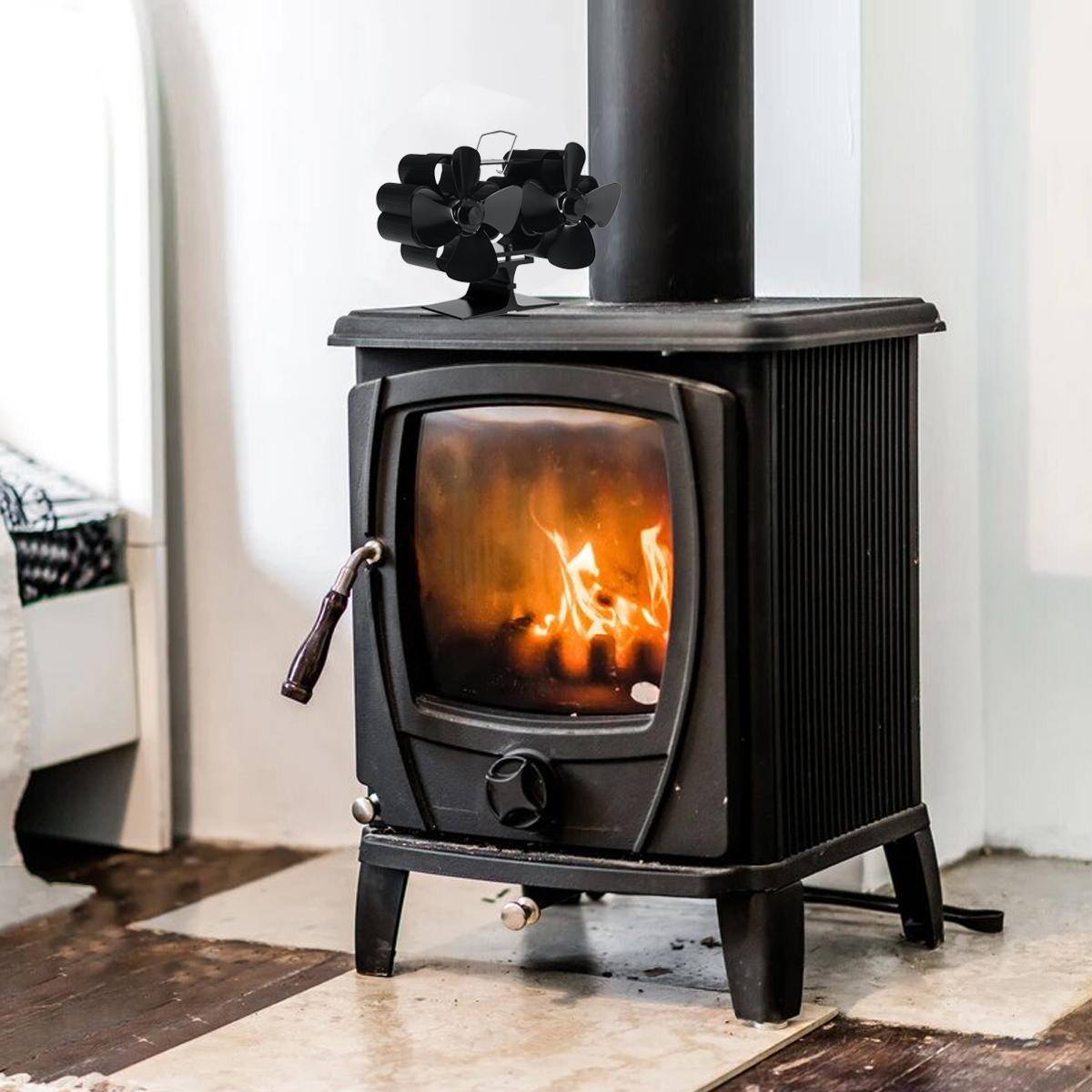Find 8 Blade Heat Self Powered Wood Stove Fan Top Log Burner Fireplace Ecofan Quiet for Sale on Gipsybee.com with cryptocurrencies