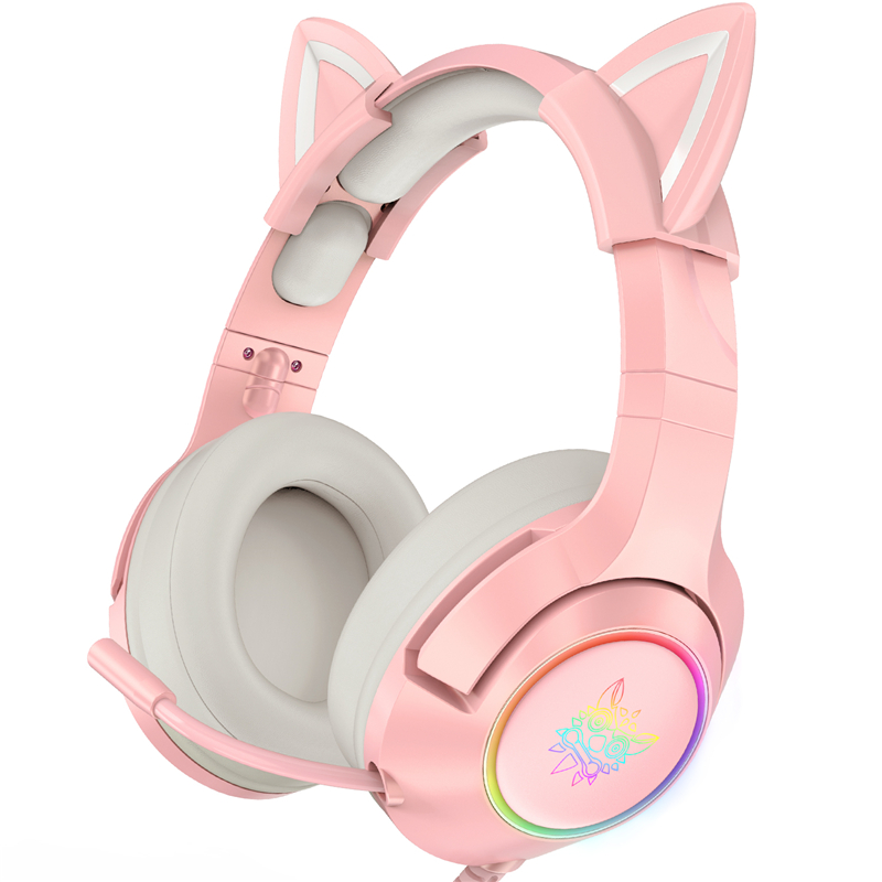 Find ONIKUMA Wired Headphones Stereo Dynamic Drivers Noise Reduction Headset 3 5MM RGB Luminous Pink Cat Ear Adjustable Over Ear Gaming Headphones with Mic for Sale on Gipsybee.com with cryptocurrencies