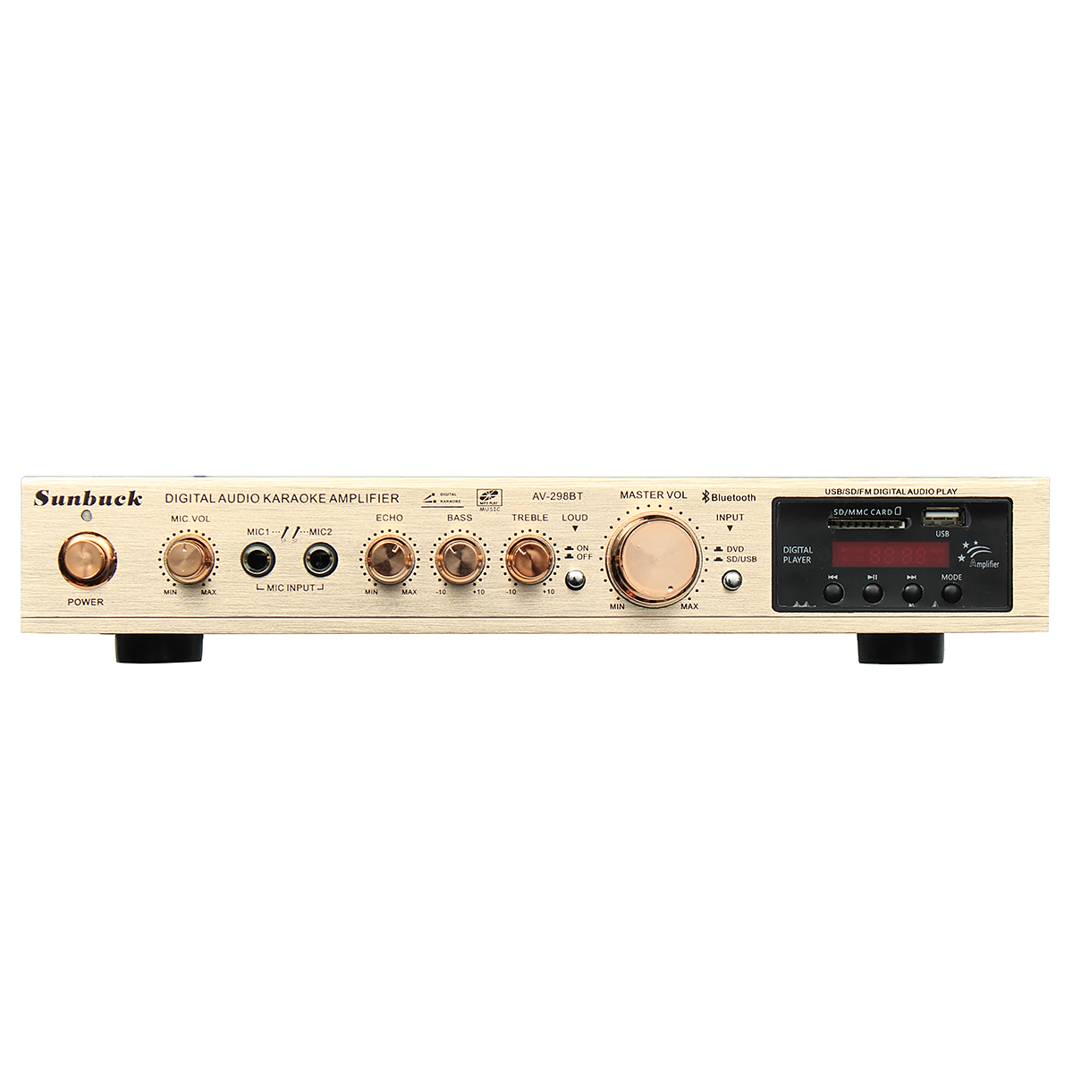 Find Sunbuck AV-298BT bluetooth 5 Channel FM 1200W 220V Amplifier with Remote Control Support SD MMC USB for Sale on Gipsybee.com with cryptocurrencies