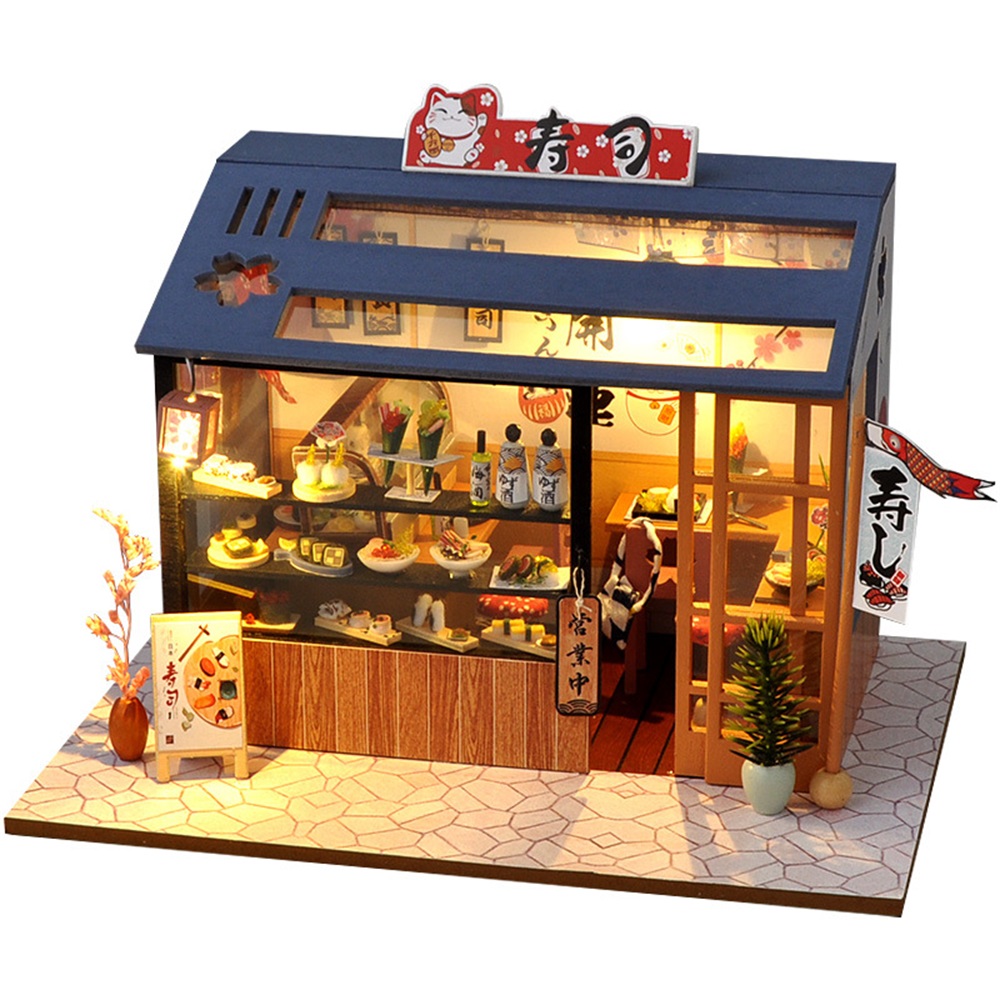 Wooden Creative Multi-style DIY Handmade Mini Three-dimensional Doll House Model Toy with LED Lights for Kids Gift 1