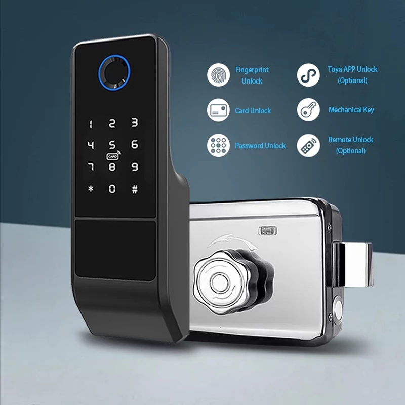 Find Tuya Waterproof Outdoor Smart IP65 Fingerprint Door Lock Digital IC Card Rim Electronic Motise Lock WiFi Knob for Sale on Gipsybee.com with cryptocurrencies