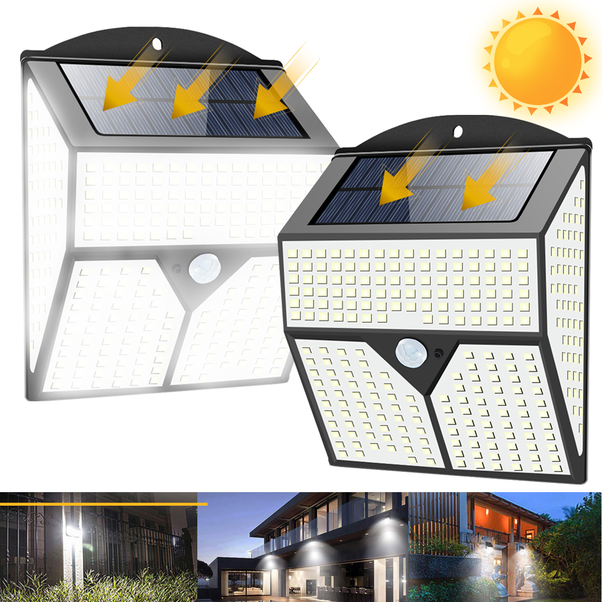 1/2Pcs 436LED Solar Light Infrared Motion Sensor Garden Security Wall Light New 1