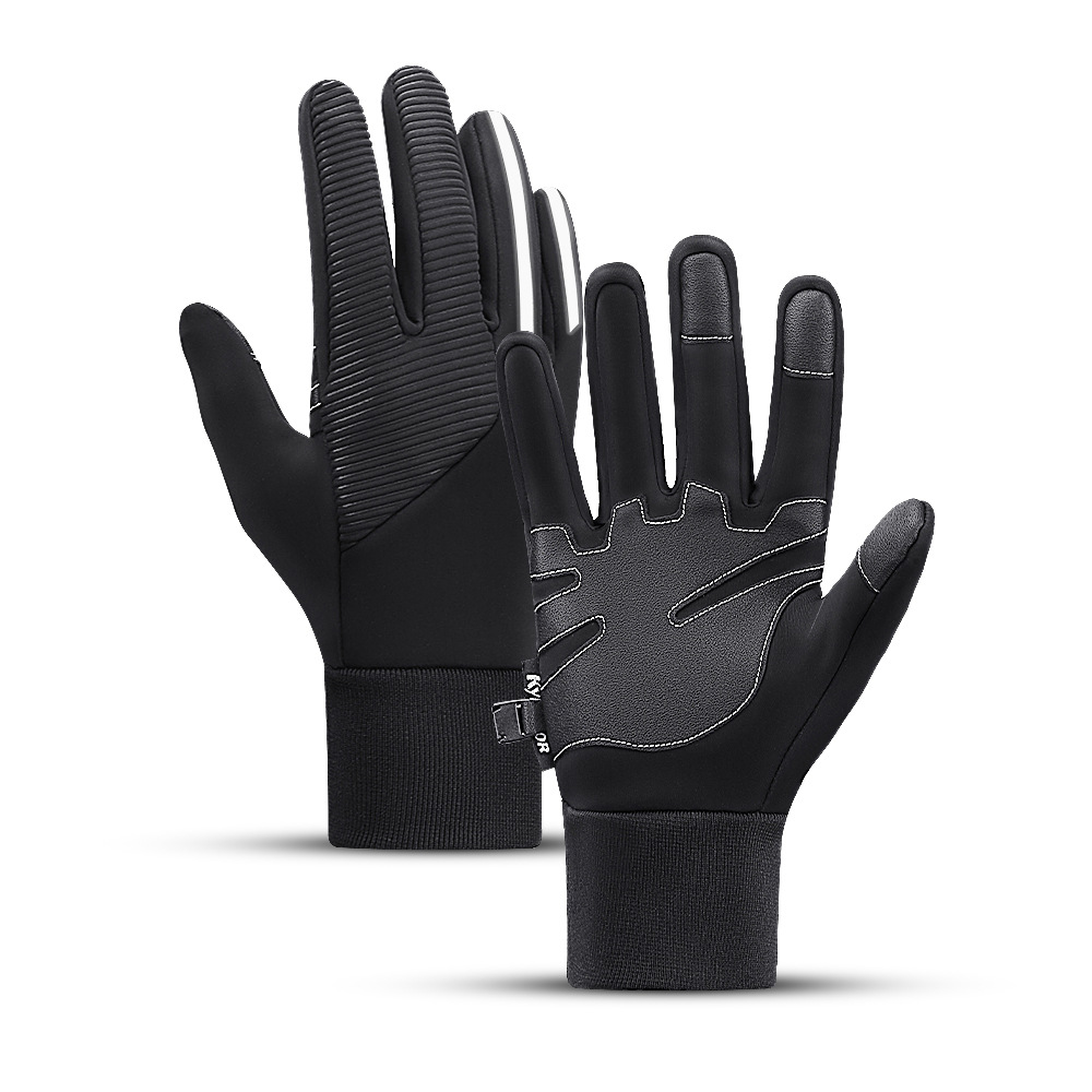 Find Winter Warm Waterproof 3 Finger Touch Sensitive Outdoors Motorcycle Riding Gloves with Reflective for Sale on Gipsybee.com with cryptocurrencies