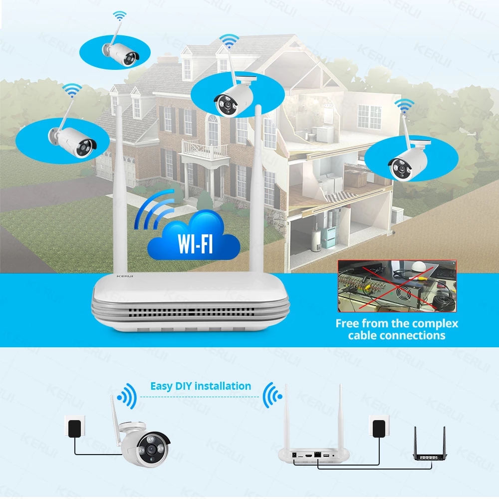 Find KERUI H 265 8CH WIFI Wireless MINI NVR 3MP Security Camera System Outdoor Video Surveillance Kit Face Detect Recorder CCTV for Sale on Gipsybee.com with cryptocurrencies