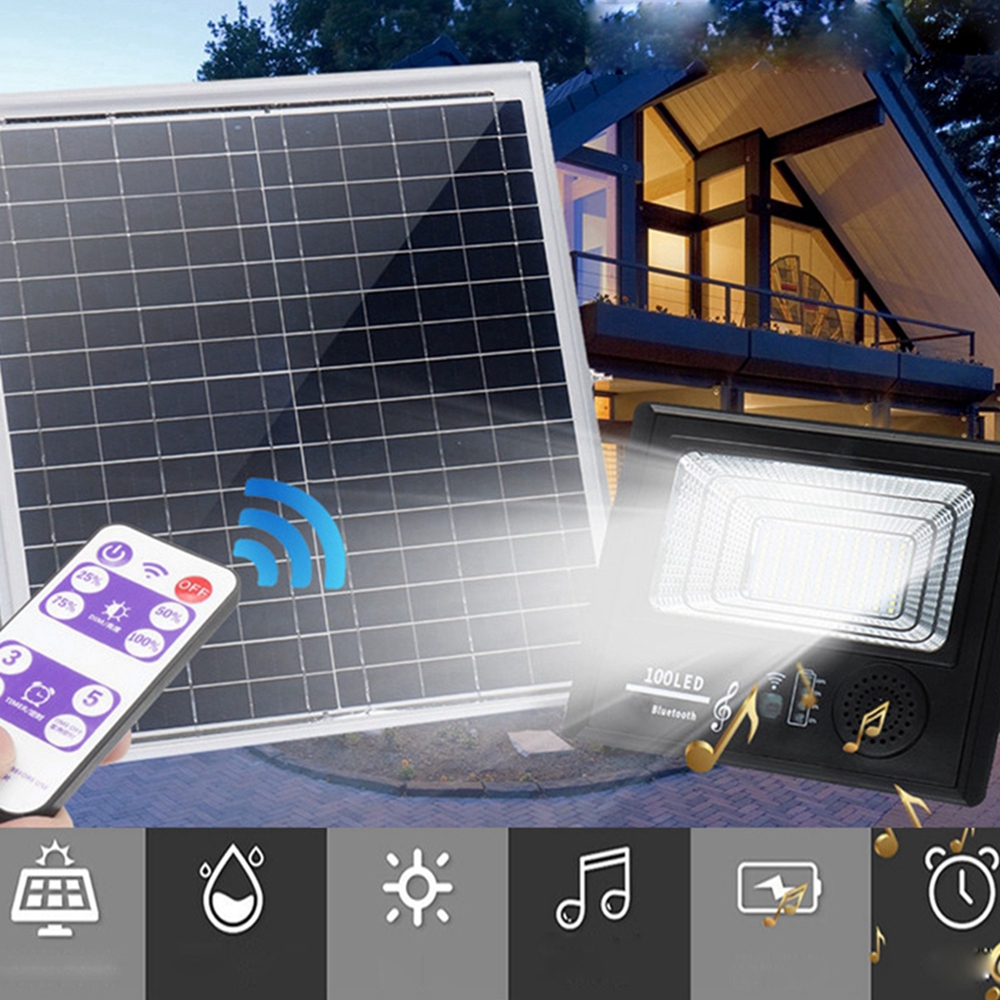 Find Bright Solar Powered 100 LED Flood Security Light Dimmable with Remote Controller for Garden Wall Outdoor for Sale on Gipsybee.com with cryptocurrencies