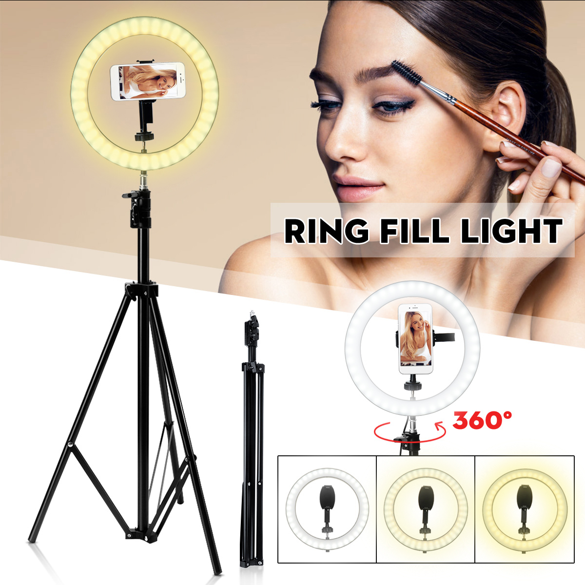 Find Clearance Price 10 inch LED Ring Light Lamp with 1 6M Stand for Youtube Tiktok Makeup Video Fill Light for Sale on Gipsybee.com with cryptocurrencies
