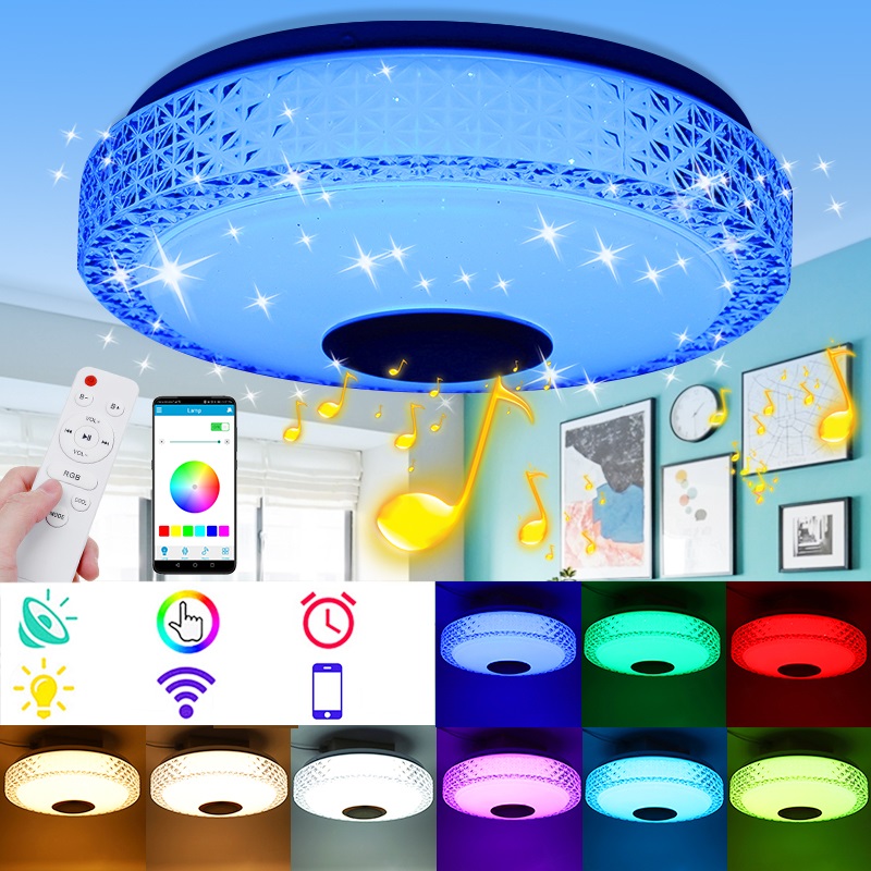Find 220V RGB LED Music Ceiling Lamp Dimmable bluetooth APP Remote Control Kitchen Bedroom for Sale on Gipsybee.com with cryptocurrencies