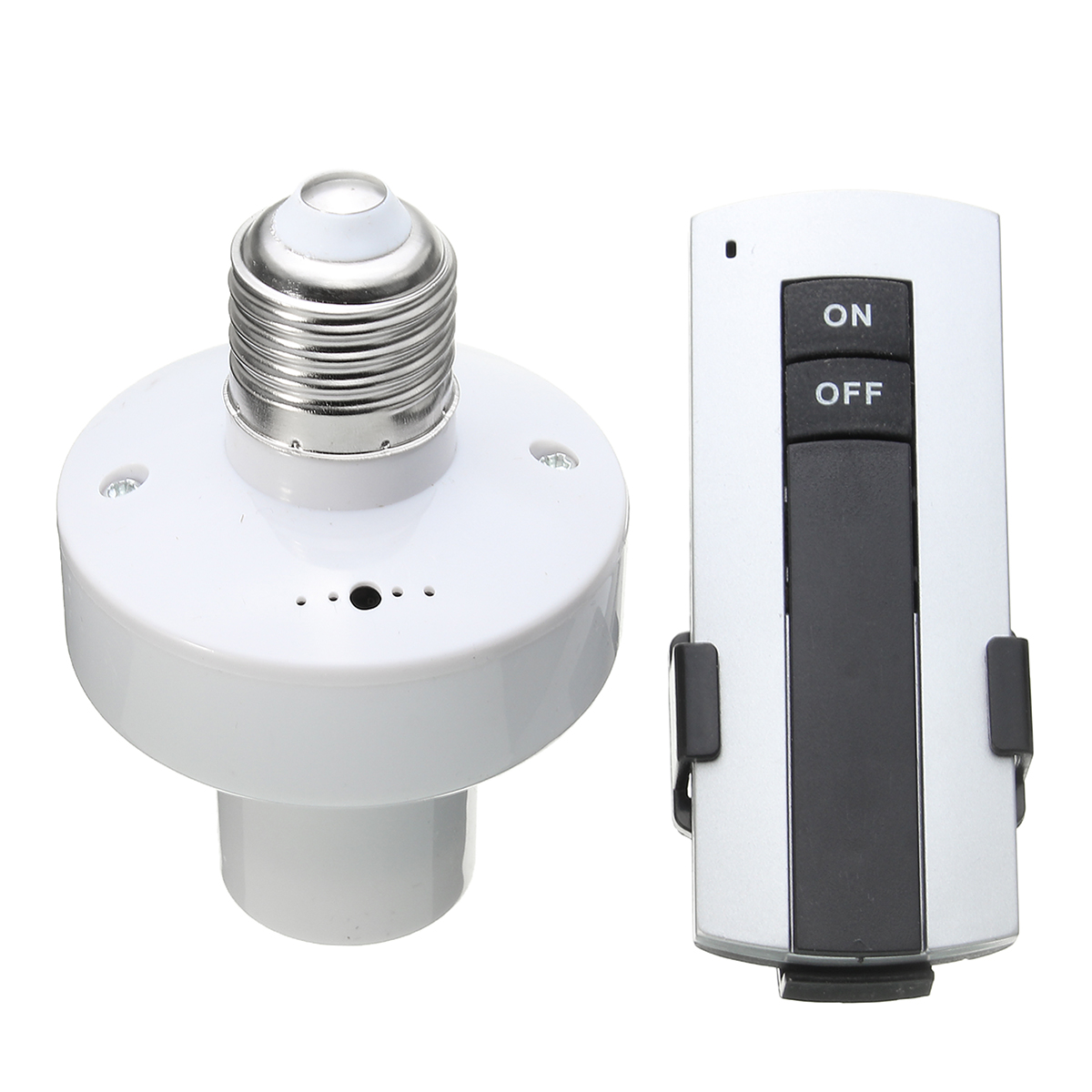 1 Set White E27 220V Wireless Remote Control Screw Lamp Bulb Base Cap Socket