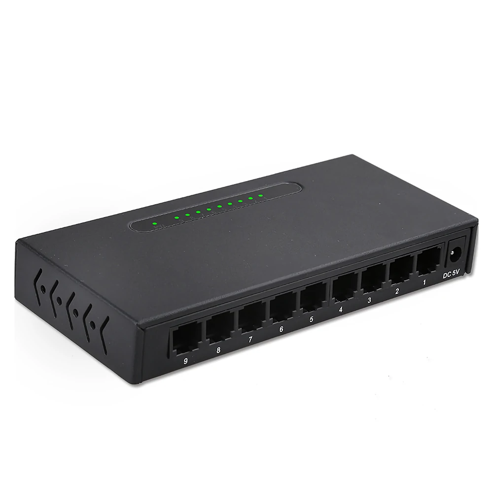 Find 9 Port 100M Ethernet Switch RJ45 Network Cable Hub Ethernet Splitter for Dormitory Home Monitoring for Sale on Gipsybee.com