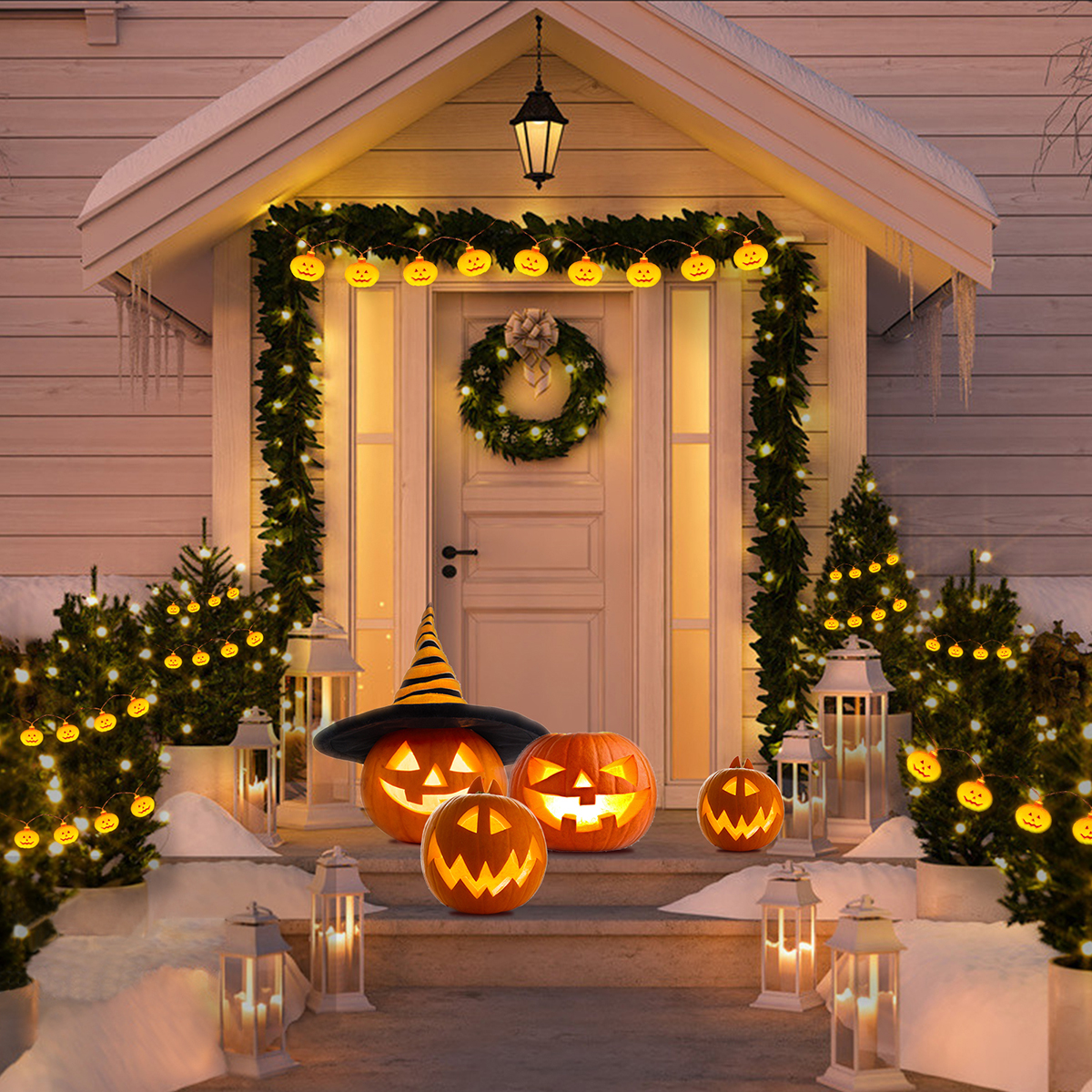 Find 9 8ft Halloween Decorations 20 LED Pumpkin String Lights Home Garden Decor Warm White for Sale on Gipsybee.com with cryptocurrencies