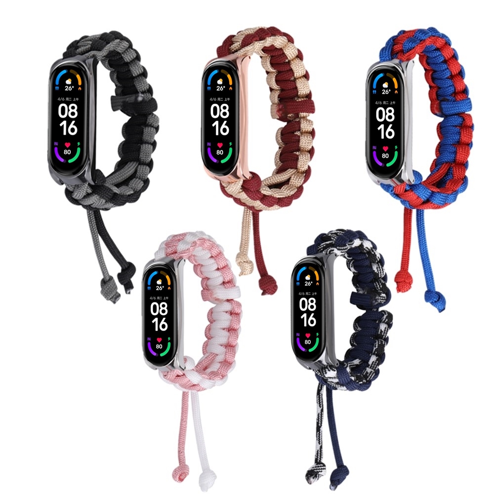Find Bakeey 2 In 1 with Plating Watch Case Adjustable Nylon Rope Weave Watch Band Strap Replacement for Xiaomi Mi Band 6 / Mi Band 5 Non Original for Sale on Gipsybee.com with cryptocurrencies