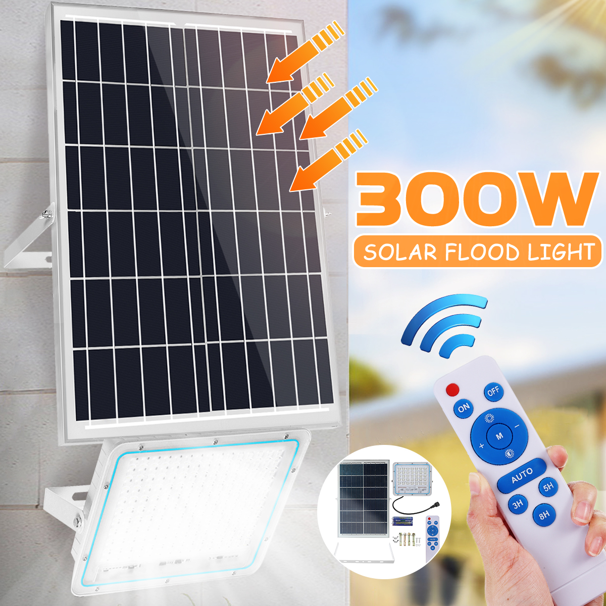 Find 300W 300LED 5000LM Solar Powered Flood Light Remote Control Light Sensor Timing Outdoor Waterproof IP65 for Sale on Gipsybee.com with cryptocurrencies