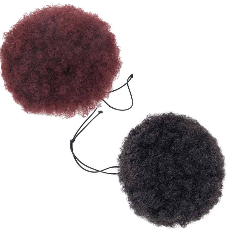 Find Afro Ponytail Hair Bun Drawstring Explosive Head Fluffy Curly Caterpillar Bun Hair Extensions for Sale on Gipsybee.com