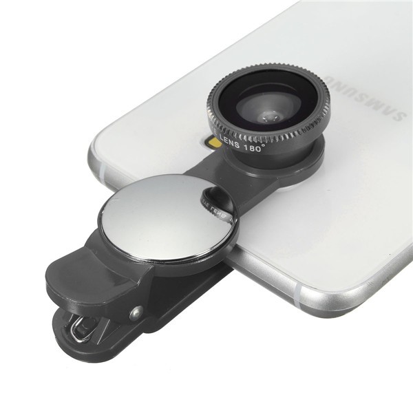 Find Universal 3 in1 Wide Angle Macro Fisheye Camera Lens with Mirror for Xiaomi Samsung iPhone for Sale on Gipsybee.com with cryptocurrencies