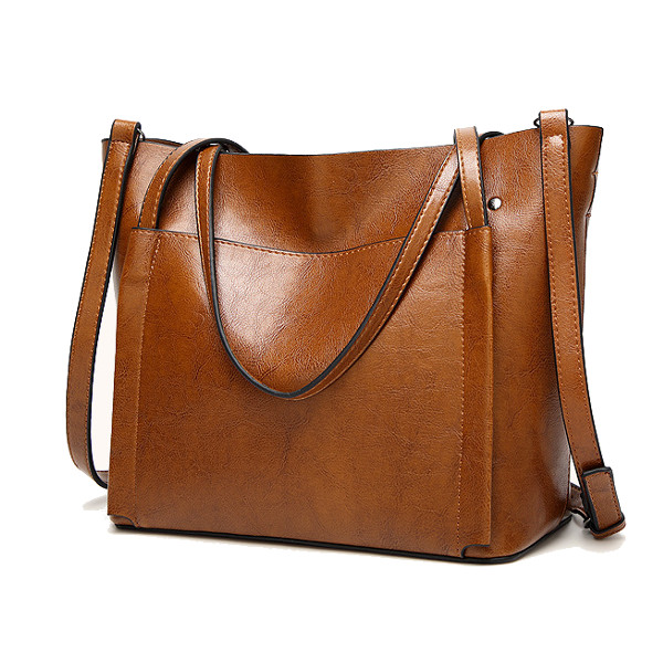24SHOPZ Women Oil Leather Tote Handbags Vintage Shoulder Bags Capacity Crossbody Bags