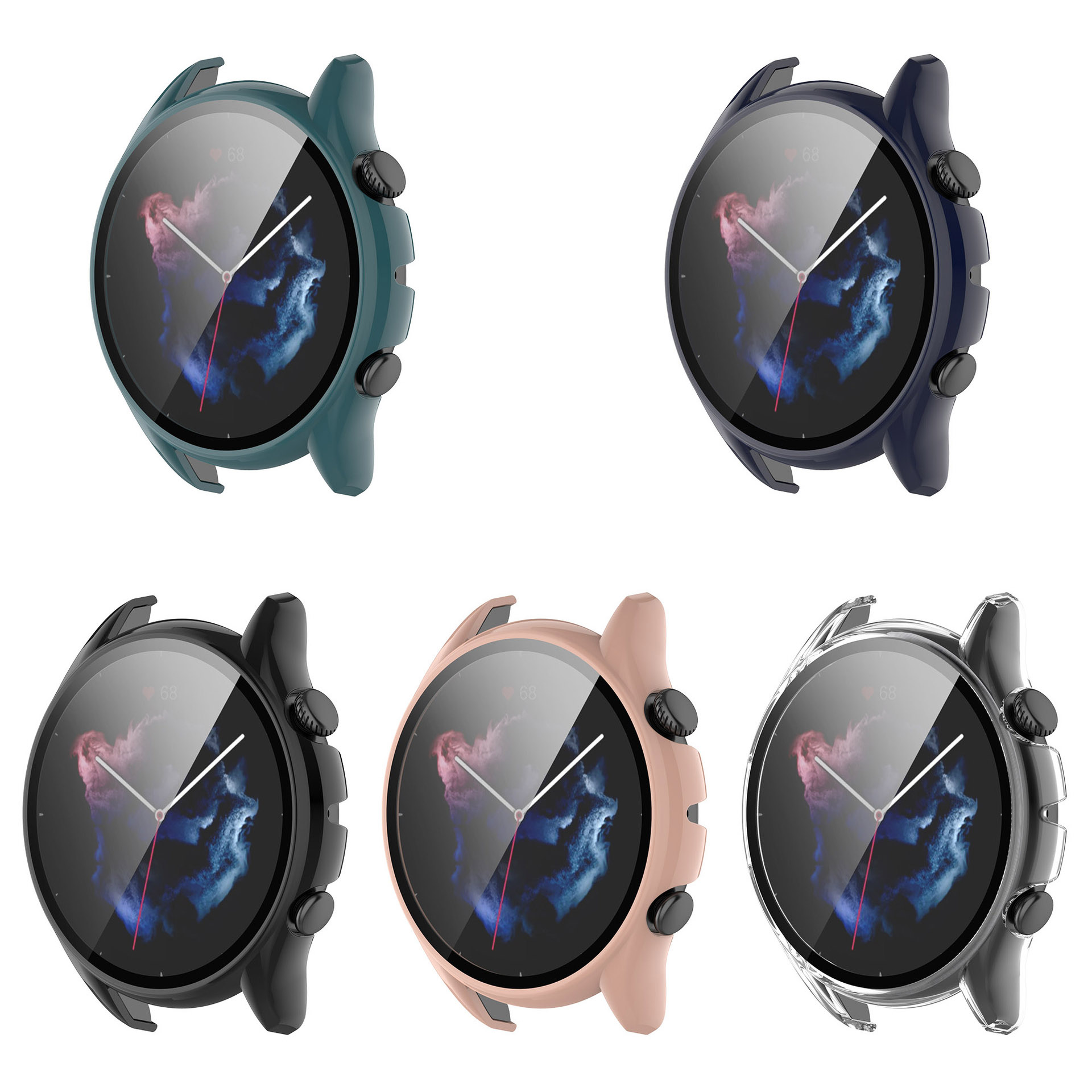 Bakeey Colorful Shockproof Anti-Scratch PC + HD Clear Tempered Glass Full Cover Watch Case Cover for Huami Amazfit GTR3 1