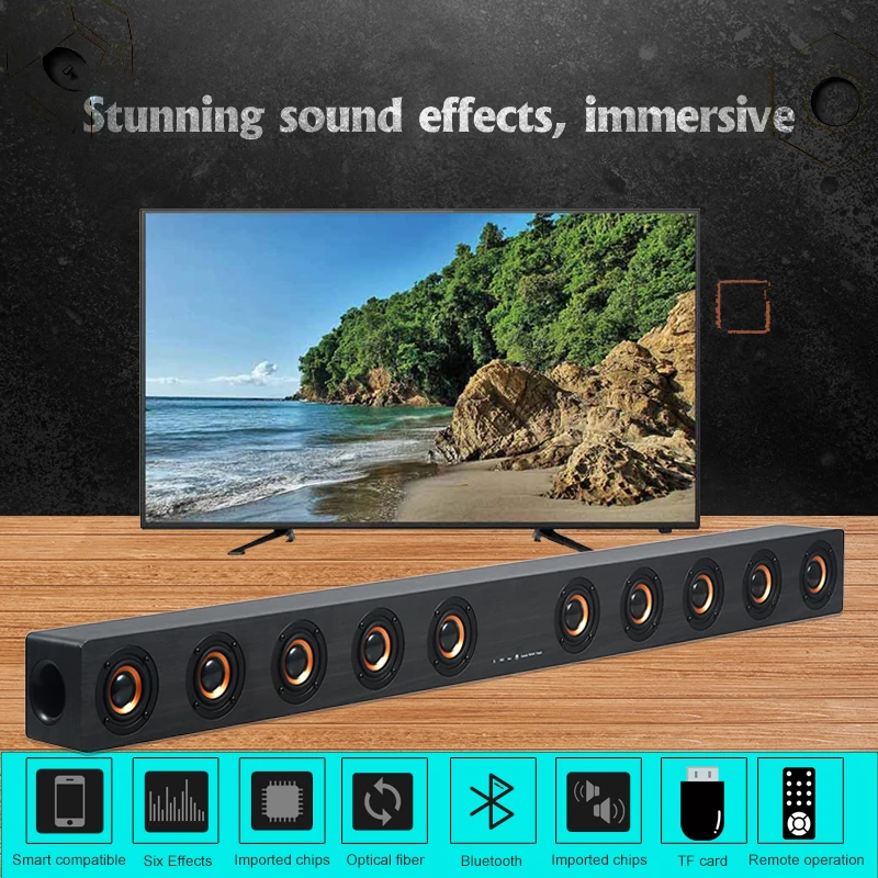 Find D90S Wooden TV SoundBar 40W Bluetooth 5 0 U Disk TF Card Playing Speker 360ÂStereo Surround Subwoofer with 10 Playing Units for Sale on Gipsybee.com