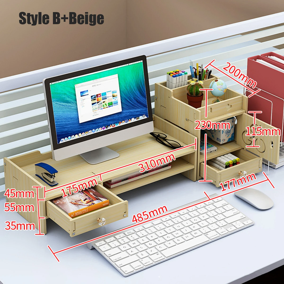 Find Wood Monitor Stand Desktop Computer Riser LED LCD Monitor Support Holder File Storage Drawer Rack with/without Lock for Sale on Gipsybee.com