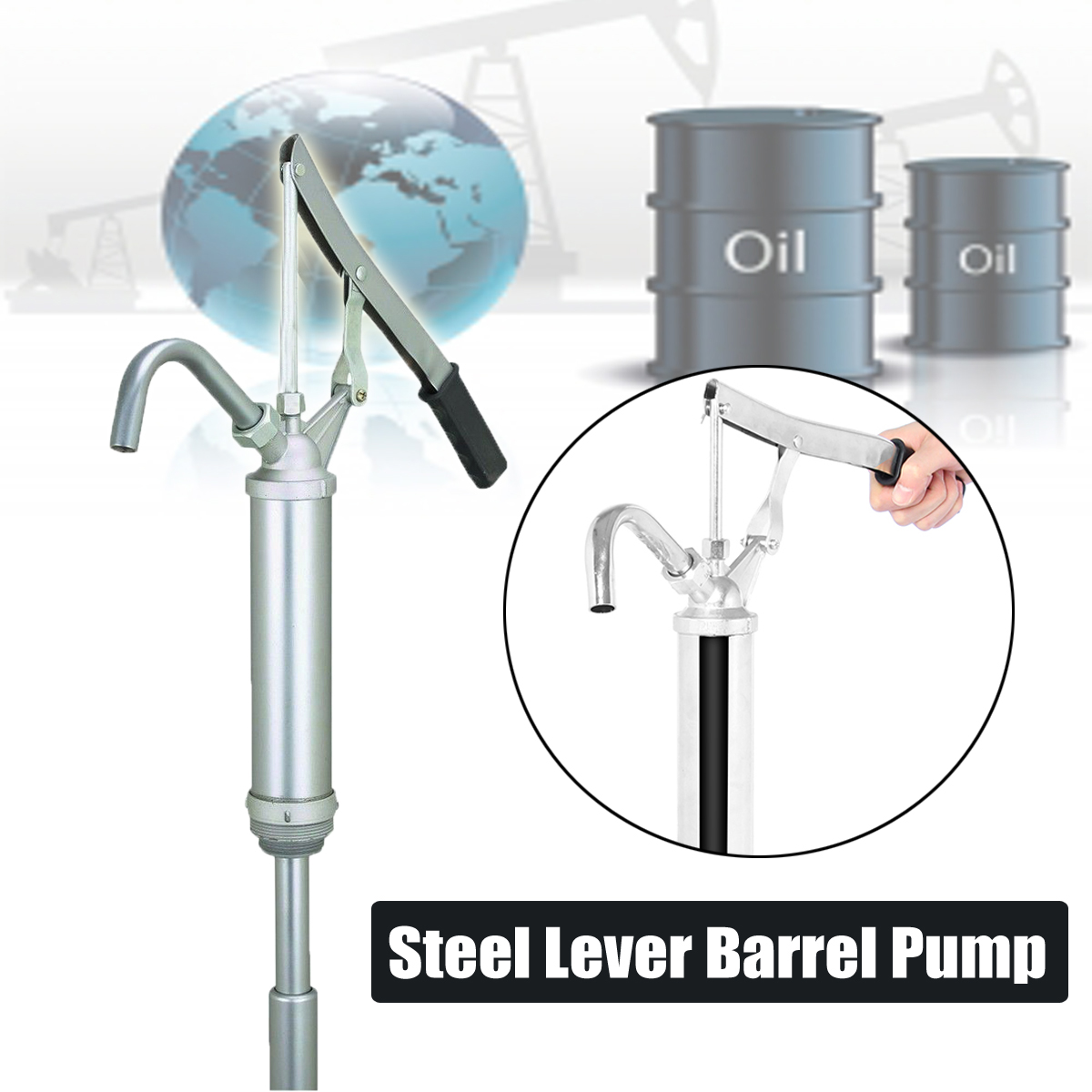 15-55 Gallon Drum Steel Lever Barrel Pump Lubricant Solvent 1 1/2 2 Telescopic Suction Tube For Drums Up 55 Gal