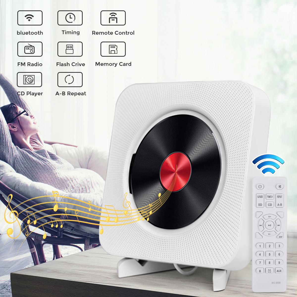 Find USB CD Player FM Remote Control Hifi Speaker Wall Mounted Bluetoot for Sale on Gipsybee.com with cryptocurrencies