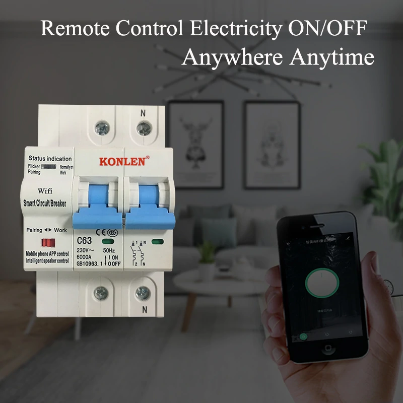 Find WIFI Tuya ZB Smart 2P 63A 220V Circuit Breaker Electrical Energy Meter Power Air Switch Timer Works with Google Alexa for Sale on Gipsybee.com