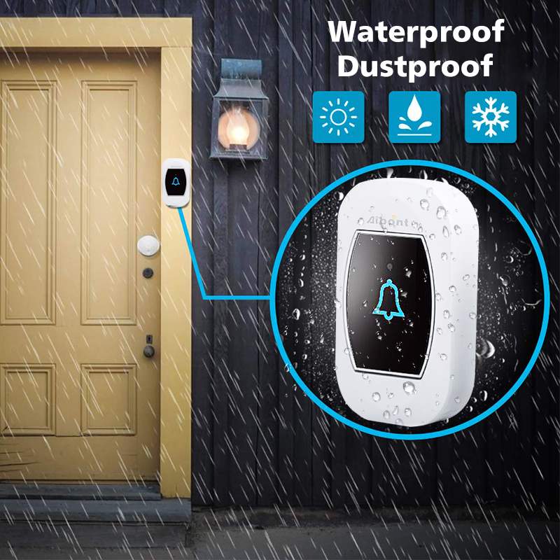 ML T195-BB Wireless Waterproof DoorBell Wireless Smart Doorbell LED Temperature Display 2-in-1 300M Rangee UK Plug for Home Office Temperature Self-powered No Battery Required Doorbell—5