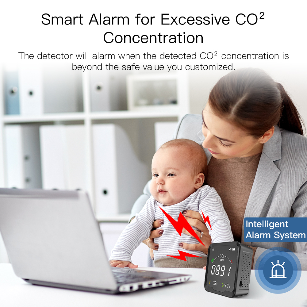 Find MoesHouse WiFi Tuya Smart CO2 Detector 3 in 1 Carbon Dioxide Detector Air Quality Monitor Temperature Humidity Tester with Alarm for Sale on Gipsybee.com with cryptocurrencies