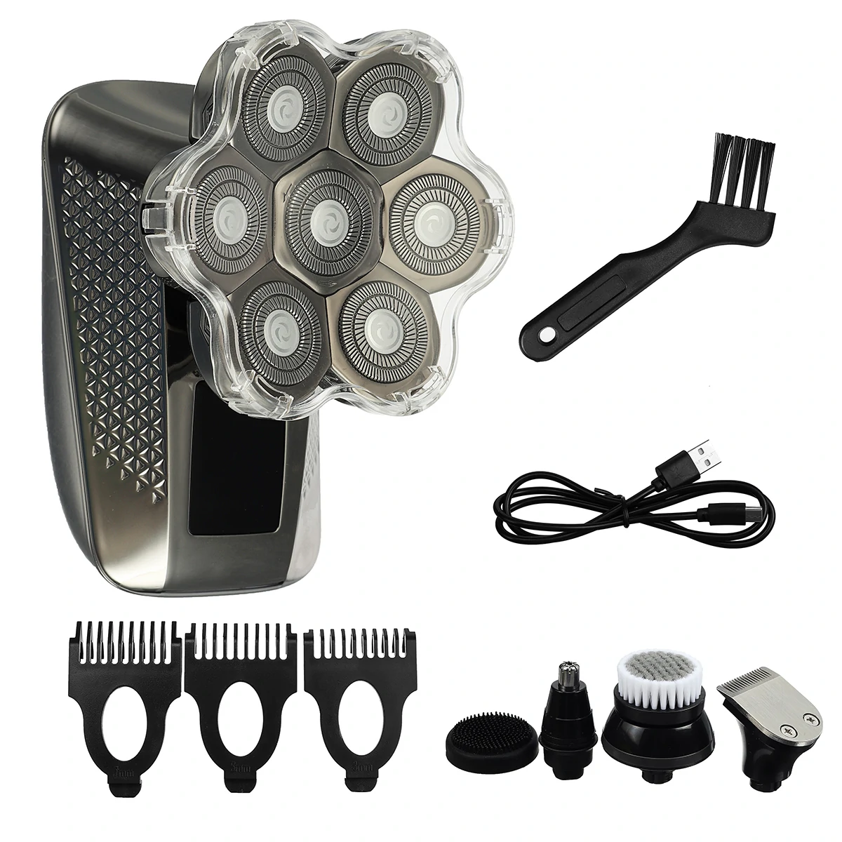 Find Multifunctional Electric Shaver Washable 7 Blades Rotating Razor USB Rechargeable Beard Trimmer Shaving Machine for Men for Sale on Gipsybee.com