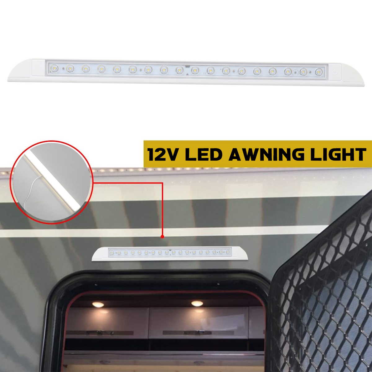 Find 12V LED Awning Light Caravan/Truck/Marine/Boat/Camping/Strip Lamp New for Sale on Gipsybee.com with cryptocurrencies