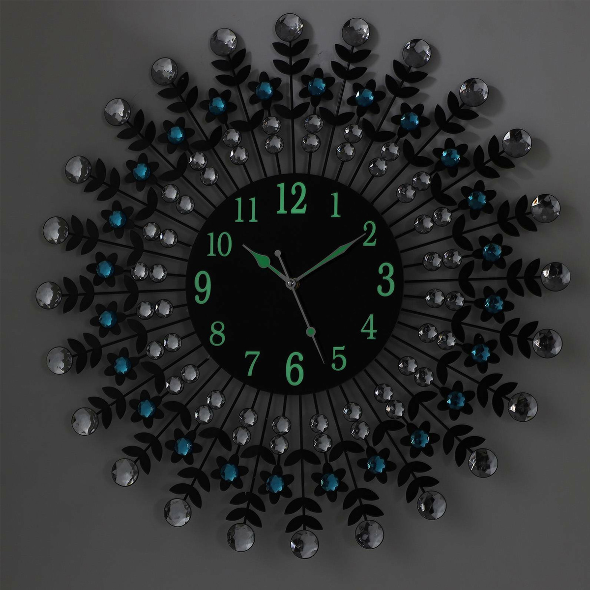 Find Large Modern 3D Crystal Wall Clock Luxury Round Dial Black Drops Home Office for Sale on Gipsybee.com with cryptocurrencies