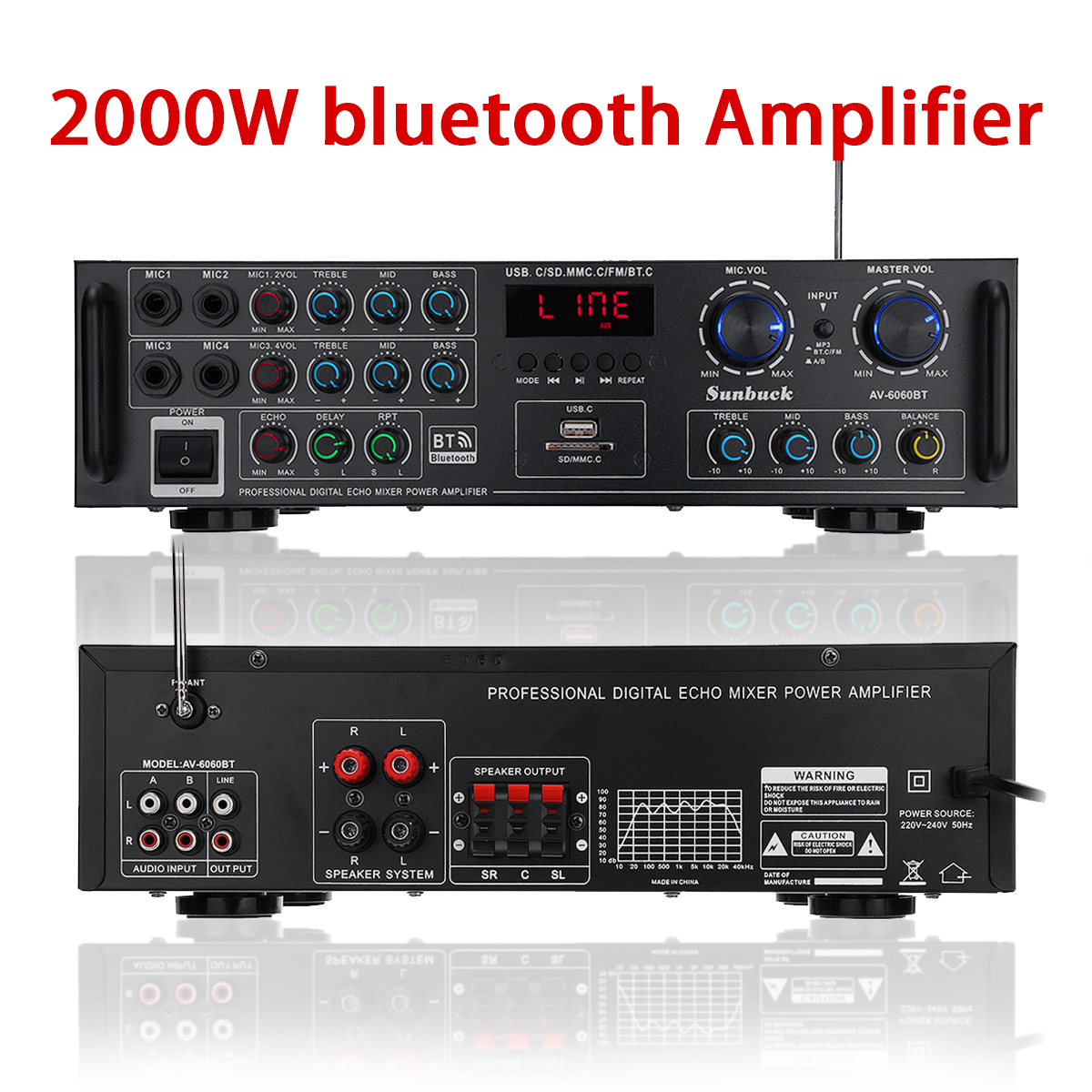 Find bluetooth 5 0 Amplifier Audio Power Amplifier TF Card AUX U Disk Professional Digital Echo Mixer Power Amplifier for Sale on Gipsybee.com with cryptocurrencies