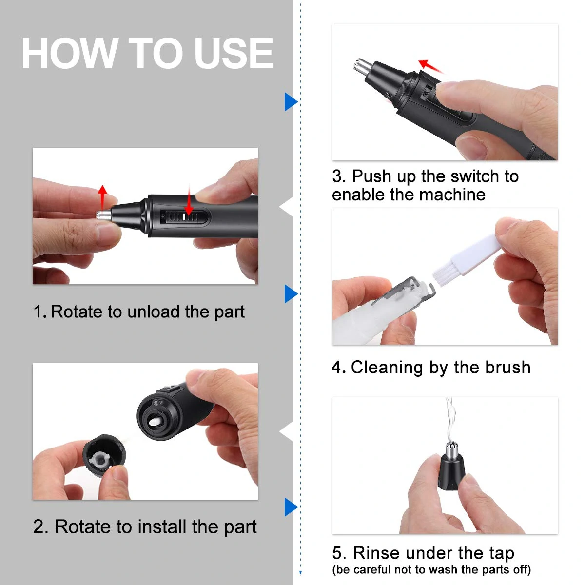Find IPX7 Waterproof Dual Edge Blades for Easy Cleansing Battery Operated Nose Trimmer for Sale on Gipsybee.com