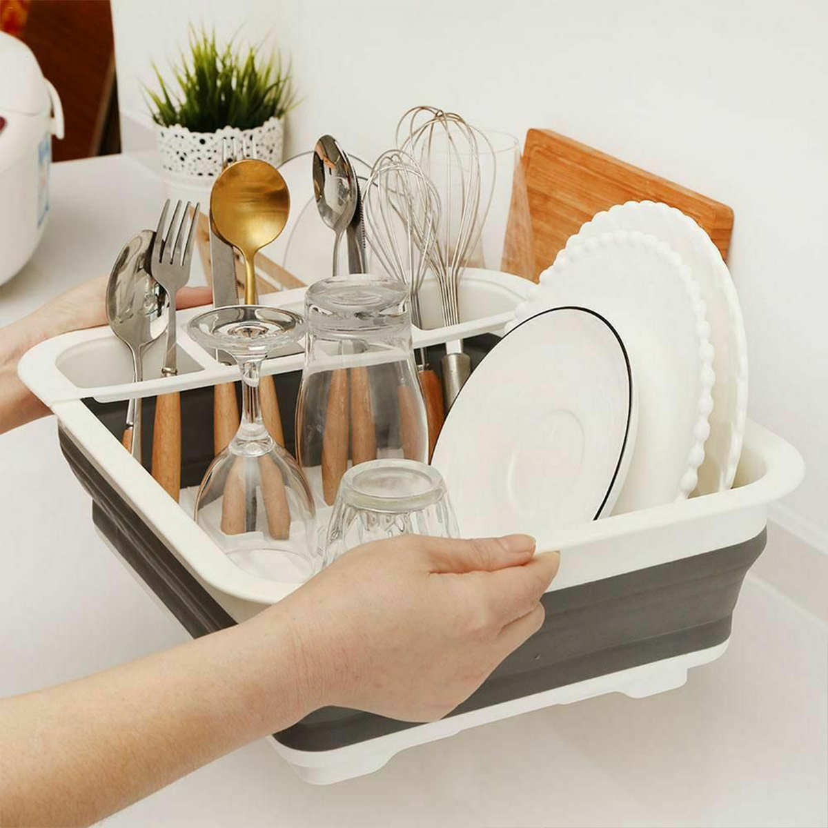 Foldable Dish Drain Rack Kitchen Desktop Storage Shelf Dish Spoon Chopsticks Fork Cup Holder Organizer—6