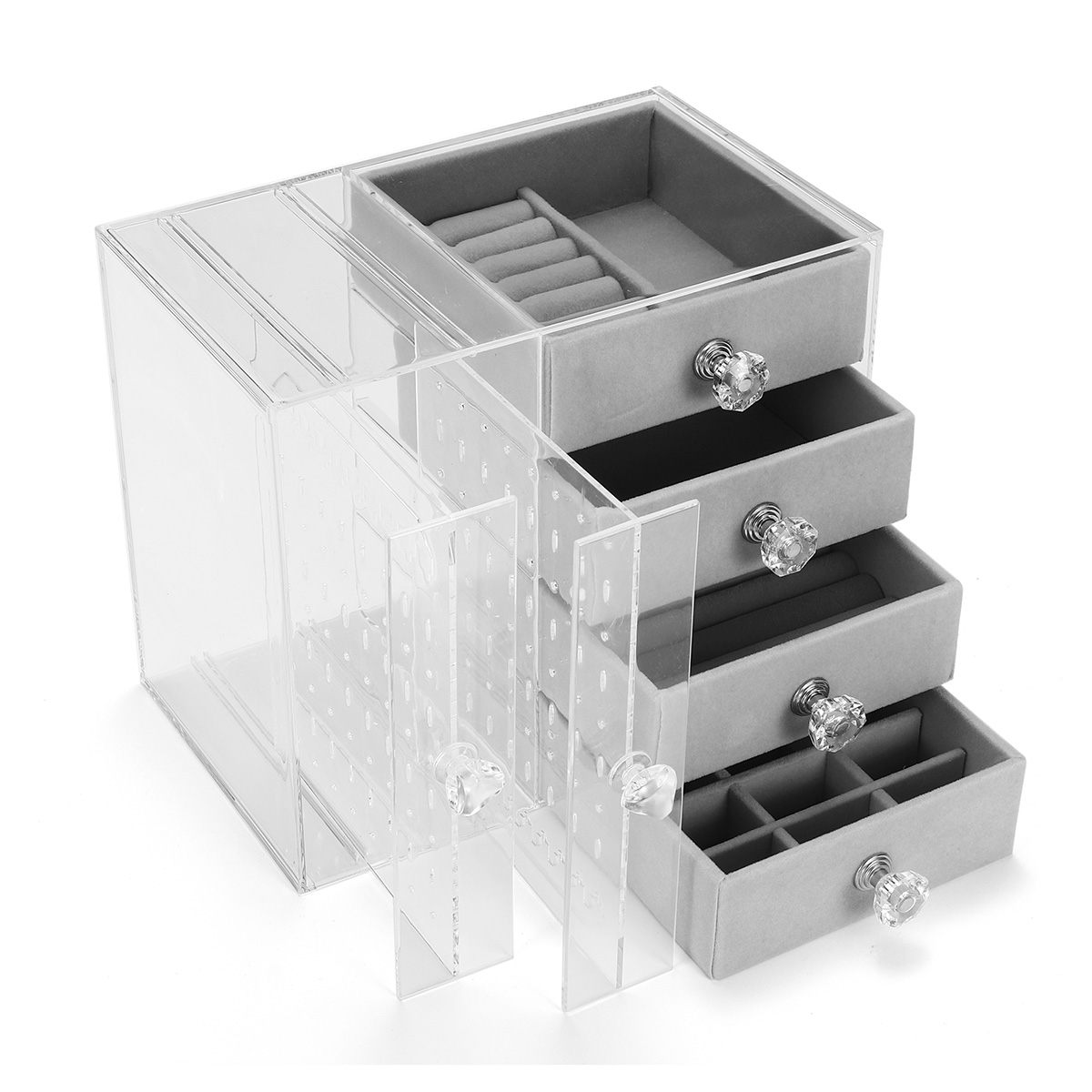 Find Acrylic Transparent Jewelry Boxes Organizers Earrings Display Stand Storage Box Drawers Design Earrings Jewelry Organizer For Home for Sale on Gipsybee.com with cryptocurrencies