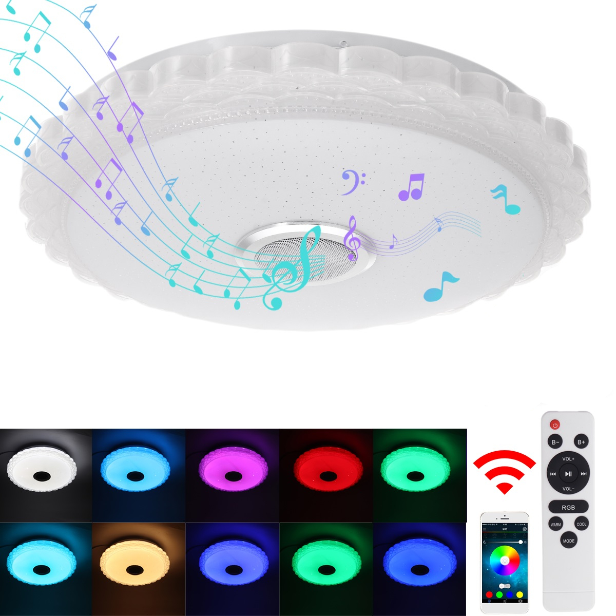 Find 100 240V LED Ceiling Light With bluetooth Speaker Change Dimmable Music Lamp For Home Party APP Remote Control for Sale on Gipsybee.com with cryptocurrencies