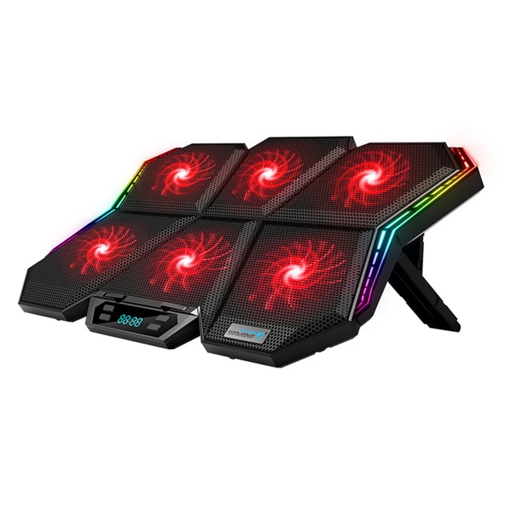 COOLCOLD Cooling Pads with Gaming RGB Laptop Cooler For 12-17 inch Led Screen Notebook Cooler Stand Six Fan 2 USB Ports 1