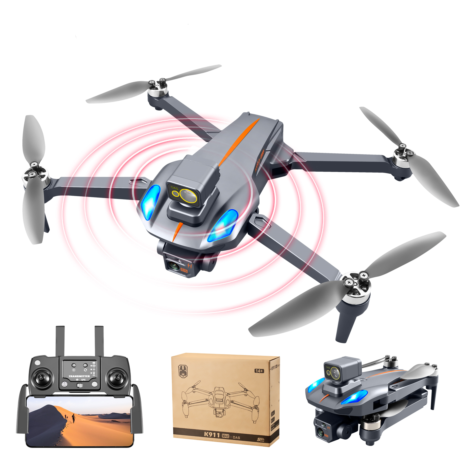 K911 Max 5G WIFI FPV GPS with 8K ESC Dual Camera 360° Obstacle Avoidance Optical Flow Positioning Brushless 225g Foldable RC Drone Quadcopter RTF 1