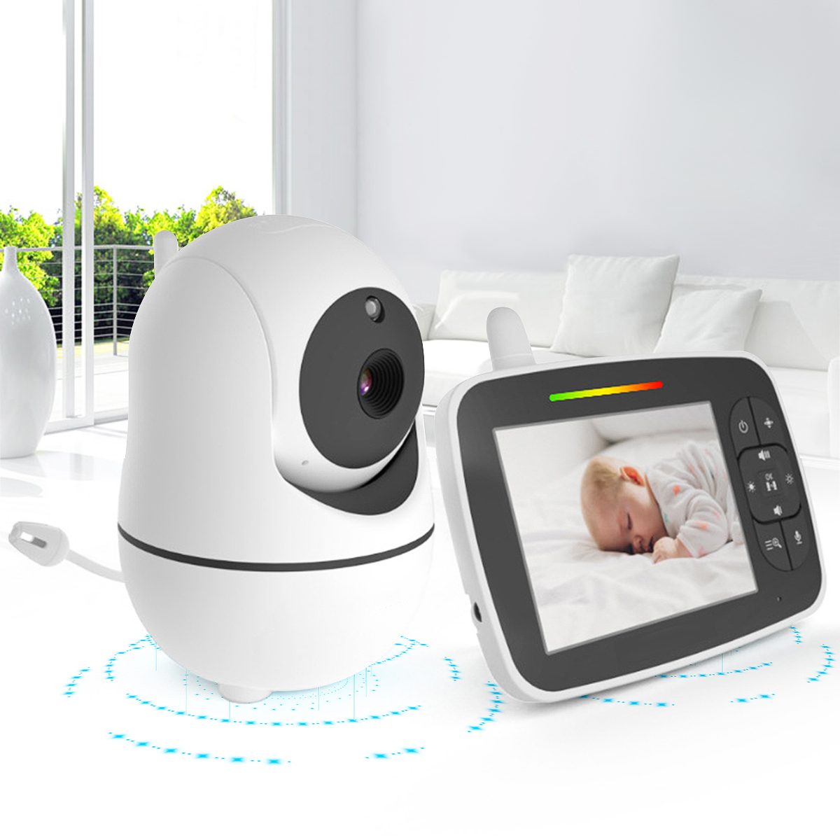 Baby monitor with camera 2.4Ghz 3.5-inch LCD digital screen and night vision camera,Dual-intercom function sound activate 7