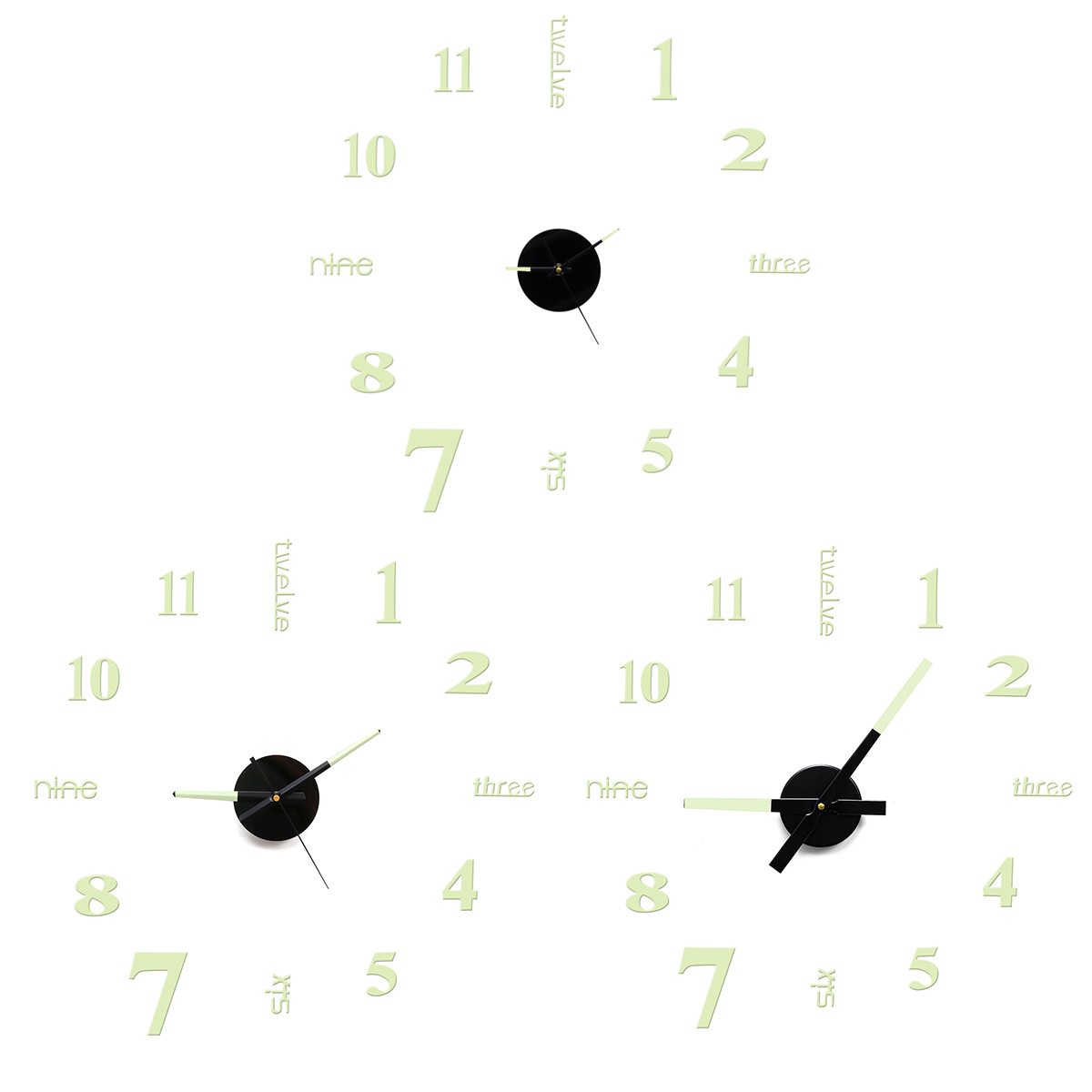 Find 27/37/47 inch 3D DIY Wall Clock Silent Large Quartz Luminous Wall Night Clocks for Sale on Gipsybee.com with cryptocurrencies