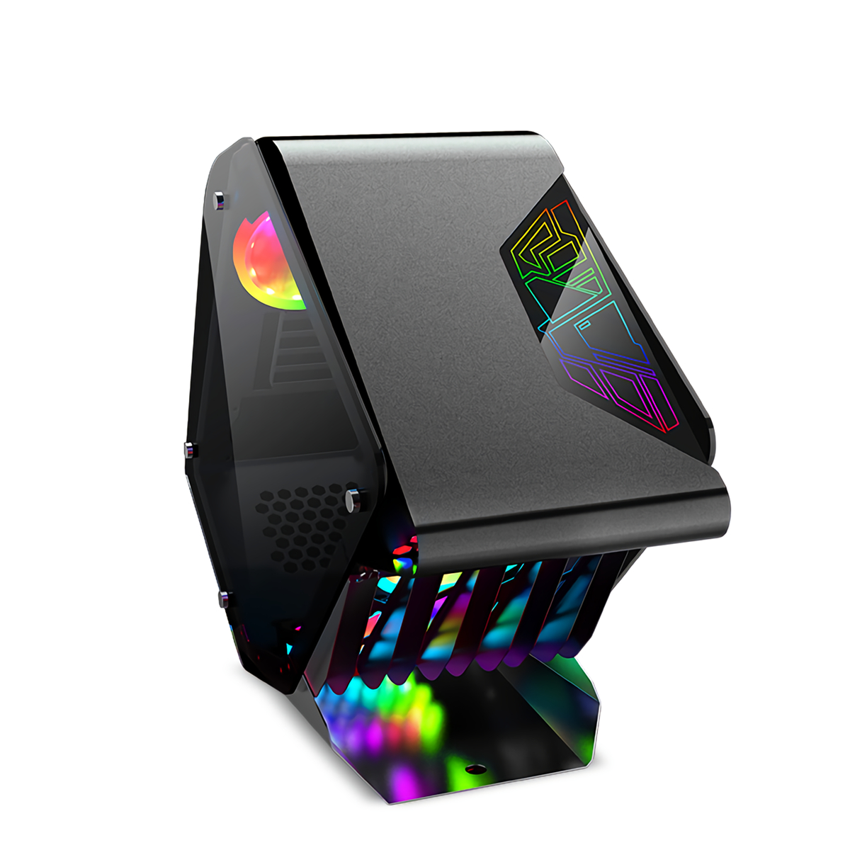 Find EVESKY Little Monster RGB Computer Case CPU M-ATX Water Cooling Double-sided Transparent Glass Gaming Chassis for Sale on Gipsybee.com with cryptocurrencies